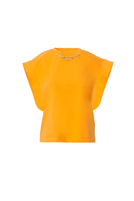 Gizia Orange Blouse With Embroidered Collar. 1