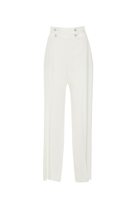 Gizia Button Detailed Embroidered Ecru Pants. 1
