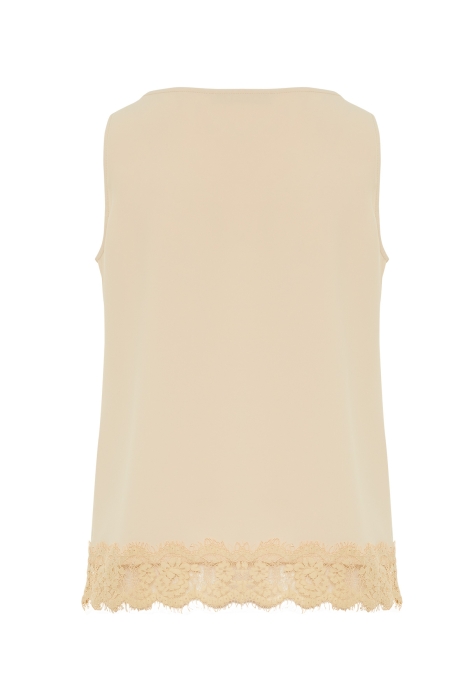 Gizia Beige Blouse With V Neck Lace. 2 Gizia Beige Blouse With V Neck Lace. 2