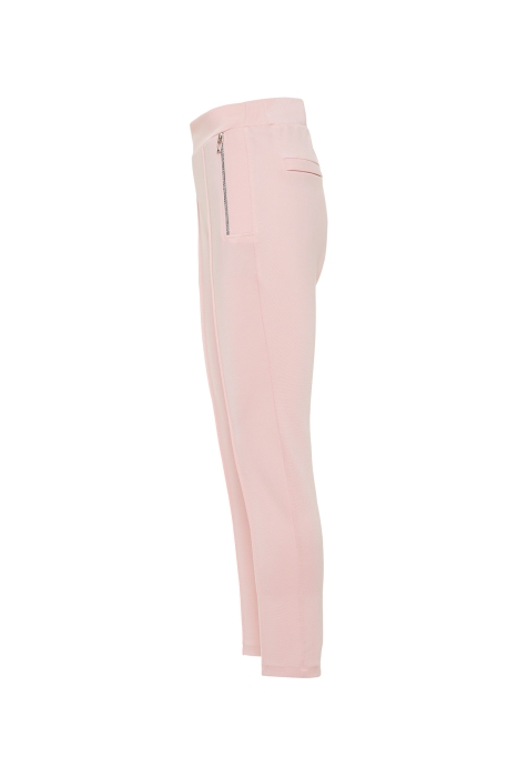 Gizia Rubber Waisted Pink Trousers With Metal Zipper Detail. 2