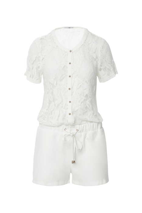 Gizia Mini White Jumpsuit with Lace. 1 Gizia Mini White Jumpsuit with Lace. 1