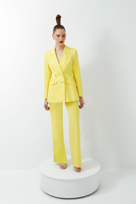 Gizia Double Breasted Button Detailed Yellow Suit. 1