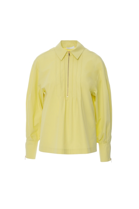 Gizia Green Blouse With Front Ribbed Sleeves With Zipper Slits. 5 Gizia Green Blouse With Front Ribbed Sleeves With Zipper Slits. 5