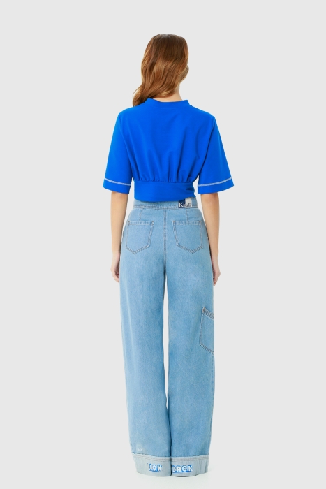 Gizia Corset Detailed Saxe Blue Crop Top. 3 Gizia Corset Detailed Saxe Blue Crop Top. 3