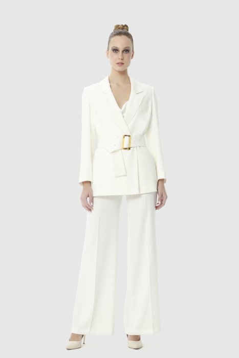 Gizia Button Detailed Belted Ecru Suit. 1