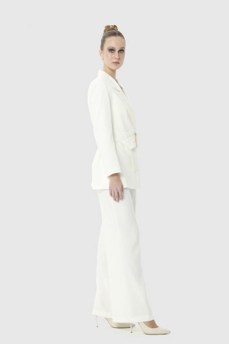 Gizia Button Detailed Belted Ecru Suit. 2 Gizia Button Detailed Belted Ecru Suit. 2