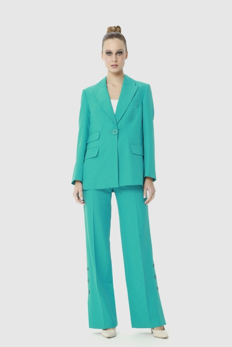 Gizia Comfortable Turquoise Suit With Back Button Detailed. 1 Gizia Comfortable Turquoise Suit With Back Button Detailed. 1