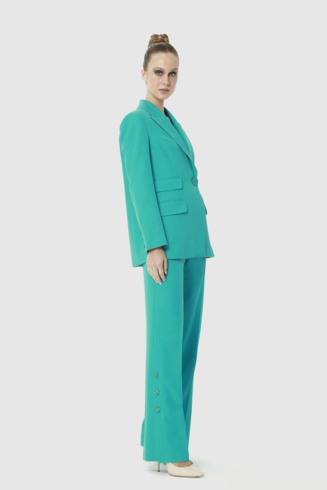Gizia Comfortable Turquoise Suit With Back Button Detailed. 2 Gizia Comfortable Turquoise Suit With Back Button Detailed. 2