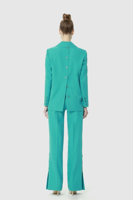 Gizia Comfortable Turquoise Suit With Back Button Detailed. 3 Gizia Comfortable Turquoise Suit With Back Button Detailed. 3