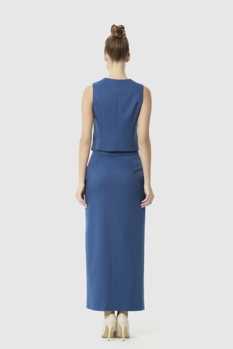 Gizia Long Navy Skirt Suit With Vest. 3 Gizia Long Navy Skirt Suit With Vest. 3