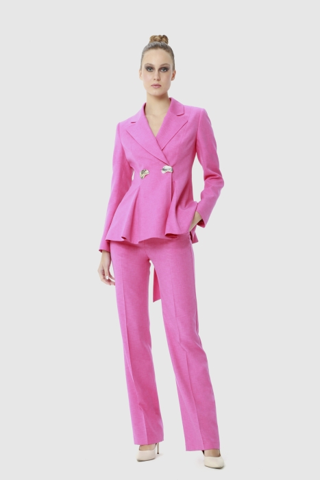 Gizia Comfortable Cut Pink Suit With Gold Buttons And Back Detailed. 1