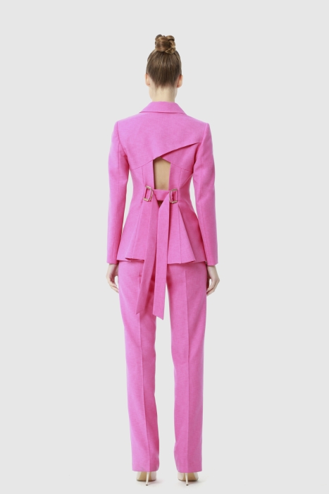 Gizia Comfortable Cut Pink Suit With Gold Buttons And Back Detailed. 3