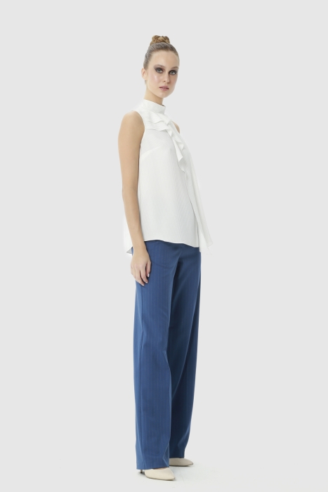 Gizia Ecru Blouse with Flounce Collar. 2 Gizia Ecru Blouse with Flounce Collar. 2