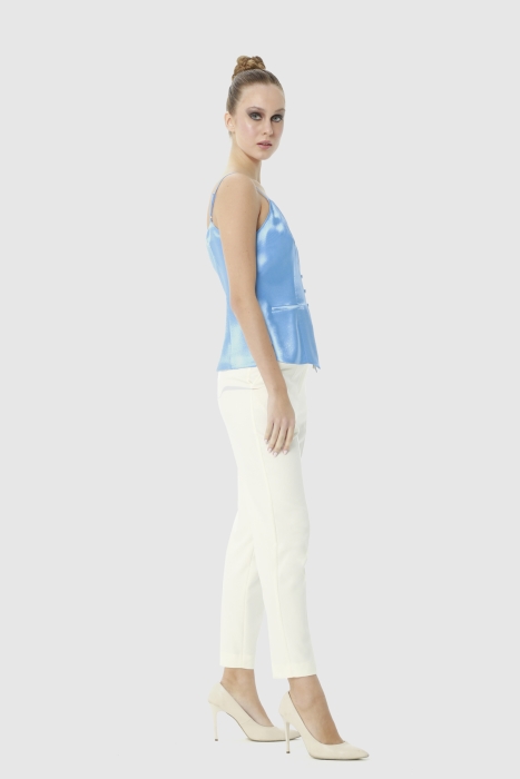 Gizia Brit Button Up Blue Blouse With Rope Strap. 2 Gizia Brit Button Up Blue Blouse With Rope Strap. 2