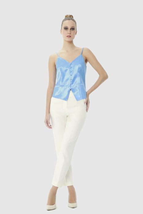 Gizia Brit Button Up Blue Blouse With Rope Strap. 1 Gizia Brit Button Up Blue Blouse With Rope Strap. 1