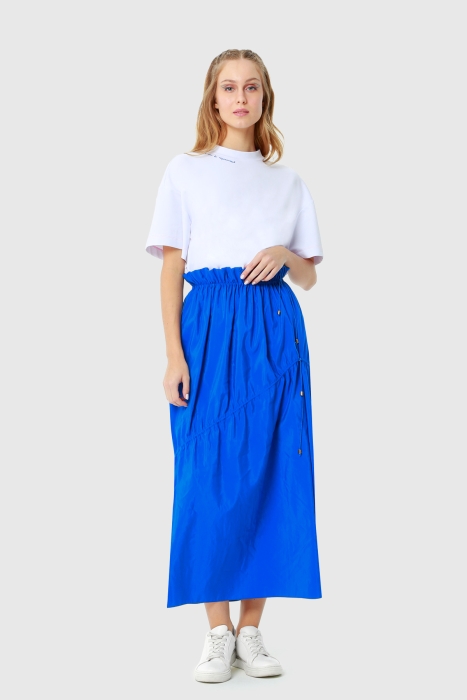 Gizia Parachute Fabric Saxe Blue Blue Midi Skirt. 1