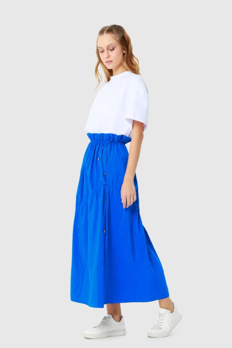Gizia Parachute Fabric Saxe Blue Blue Midi Skirt. 2