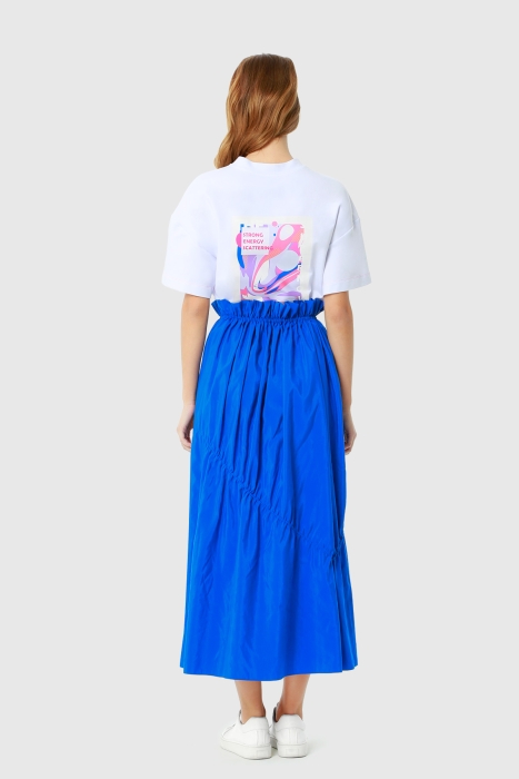 Gizia Parachute Fabric Saxe Blue Blue Midi Skirt. 3