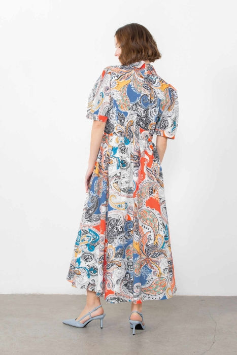 Gizia Patterned Organza Pleated Ruffled Dress. 3