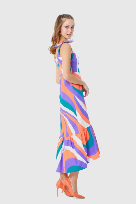 Gizia فستان وردي مزين بنمط هندسي و لون مغاير. 2