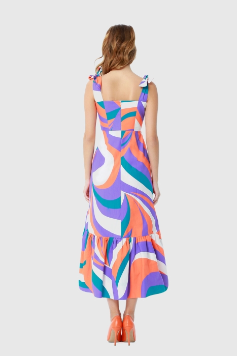 Gizia فستان وردي مزين بنمط هندسي و لون مغاير. 3