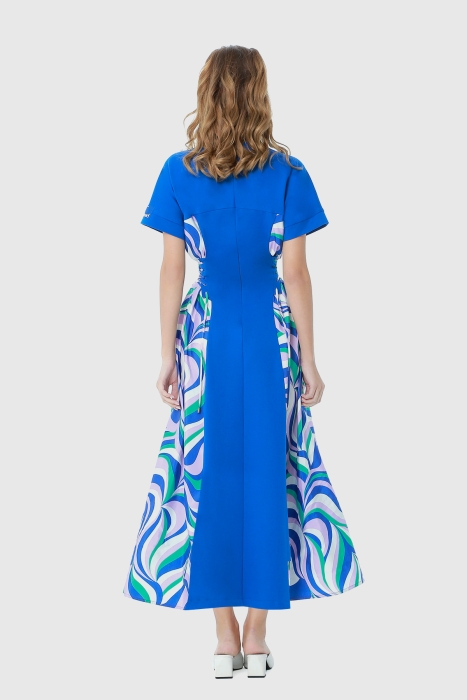 Gizia Knitted Saxe Blue Blue Dress with Contrasting Pattern. 3 Gizia Knitted Saxe Blue Blue Dress with Contrasting Pattern. 3