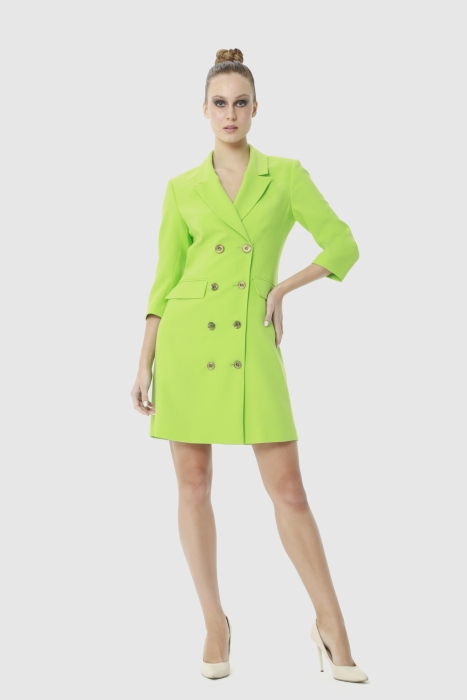 Gizia Double Breasted Front Buttoned Green Jacket Dress. 1
