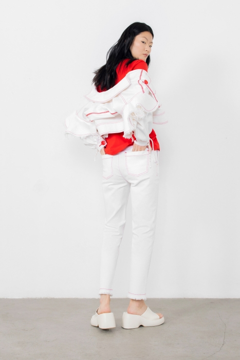 Gizia Jeans with Red Stitching Detail. 2 Gizia Jeans with Red Stitching Detail. 2