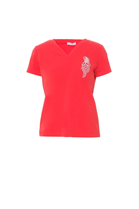 Gizia Embroidery Detailed Red Tshirt. 4