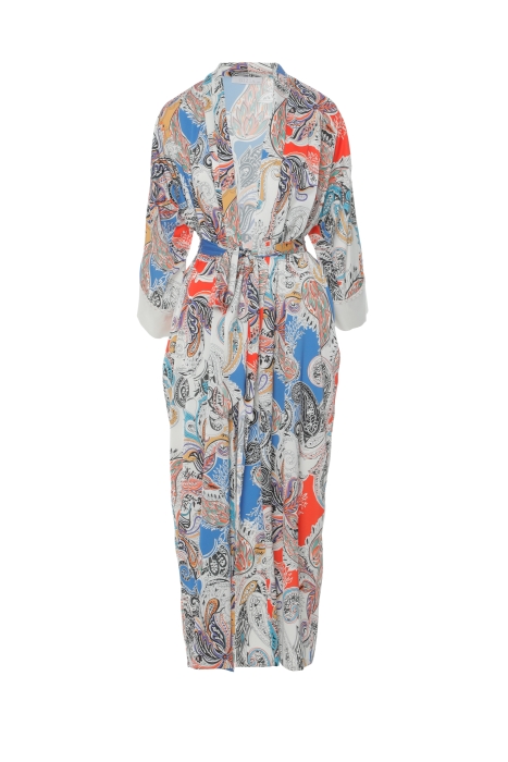 Gizia Lace-Up Detailed Belted Kimono With Band Sleeves. 5 Gizia Lace-Up Detailed Belted Kimono With Band Sleeves. 5