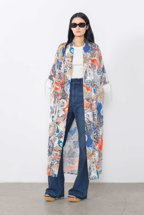 Gizia Lace-Up Detailed Belted Kimono With Band Sleeves. 1 Gizia Lace-Up Detailed Belted Kimono With Band Sleeves. 1