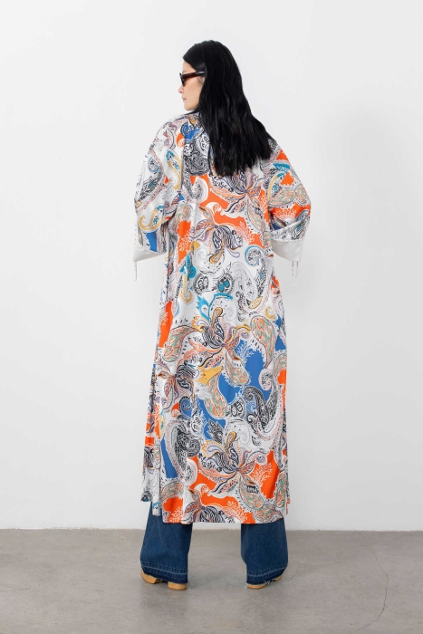 Gizia Lace-Up Detailed Belted Kimono With Band Sleeves. 4 Gizia Lace-Up Detailed Belted Kimono With Band Sleeves. 4