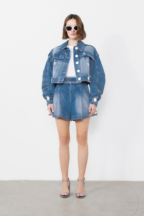 Gizia Apolet Detaylı Pilili Mini Jean Şort. 1 Gizia Apolet Detaylı Pilili Mini Jean Şort. 1