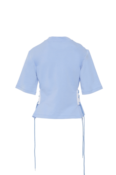 Gizia Supernova Printed Blue T-Shirt With Waist Binding Detail. 3