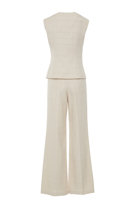 Gizia Beige Suit With Collar Pocket Handkerchief Detail Vest And Palazzo Pants. 3