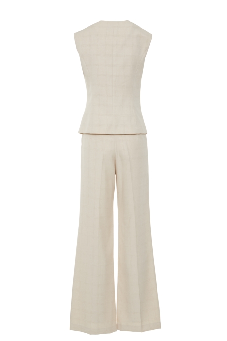 Gizia Beige Suit With Collar Pocket Handkerchief Detail Vest And Palazzo Pants. 3 Gizia Beige Suit With Collar Pocket Handkerchief Detail Vest And Palazzo Pants. 3