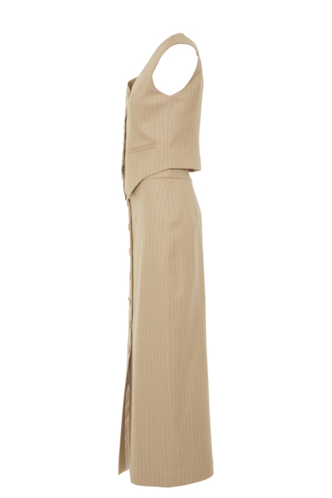 Gizia Long Beige Skirt Suit With Vest. 2