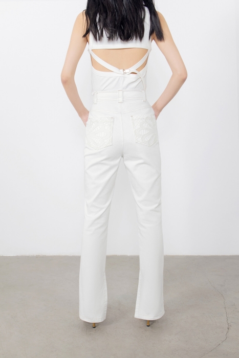 Gizia White Jeans with Lace Pockets With Slits On The Legs. 2
