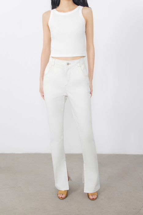 Gizia White Jeans with Lace Pockets With Slits On The Legs. 1 Gizia White Jeans with Lace Pockets With Slits On The Legs. 1
