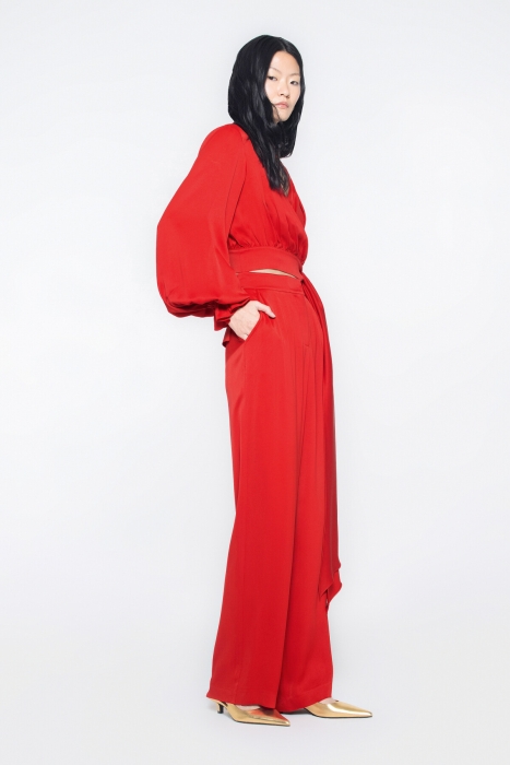 Gizia Double Breasted Red Blouse with Side Tie. 2 Gizia Double Breasted Red Blouse with Side Tie. 2