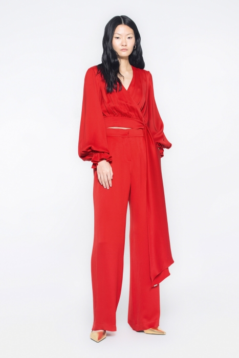 Gizia Double Breasted Red Blouse with Side Tie. 1 Gizia Double Breasted Red Blouse with Side Tie. 1