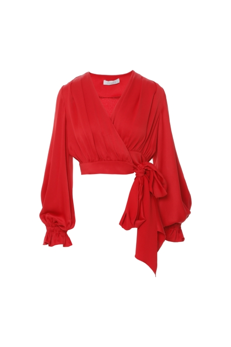 Gizia Double Breasted Red Blouse with Side Tie. 4 Gizia Double Breasted Red Blouse with Side Tie. 4