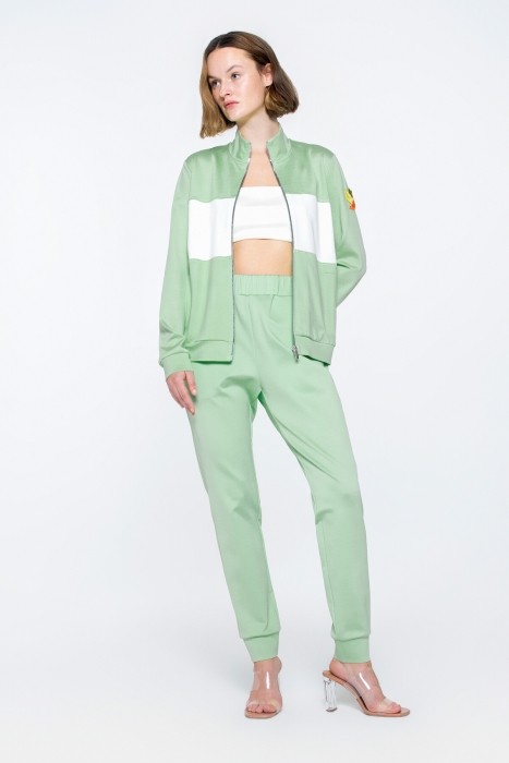 Gizia Tight Green Trousers with Elastic Waist. 1