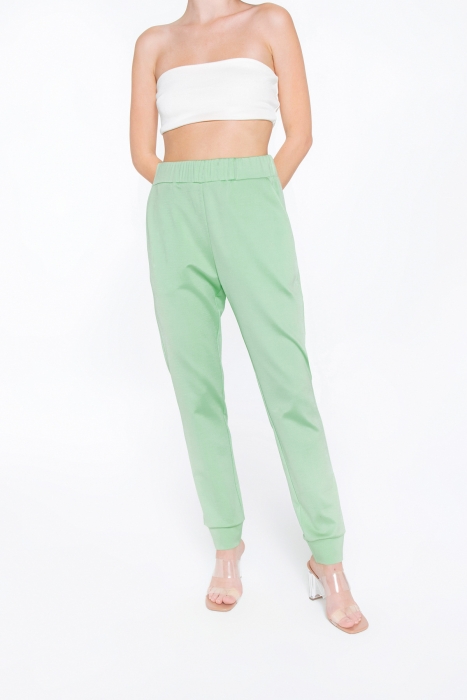 Gizia Tight Green Trousers with Elastic Waist. 3