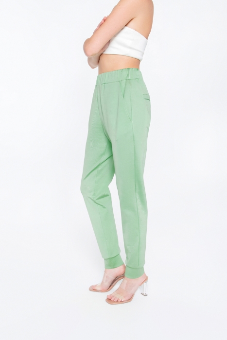 Gizia Tight Green Trousers with Elastic Waist. 4
