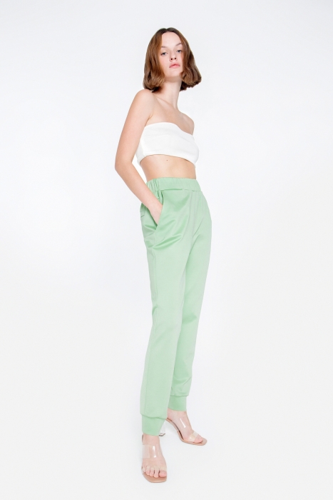 Gizia Tight Green Trousers with Elastic Waist. 2