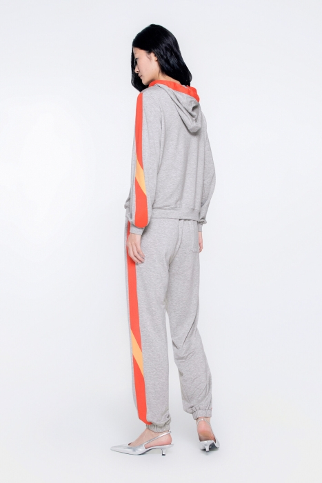 Gizia Grey Sports Top With Hooded Stripe Detail. 3 Gizia Grey Sports Top With Hooded Stripe Detail. 3