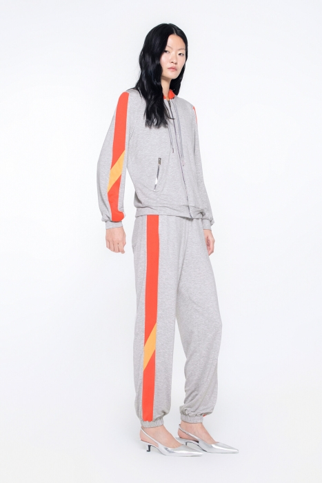 Gizia Grey Sports Top With Hooded Stripe Detail. 1 Gizia Grey Sports Top With Hooded Stripe Detail. 1