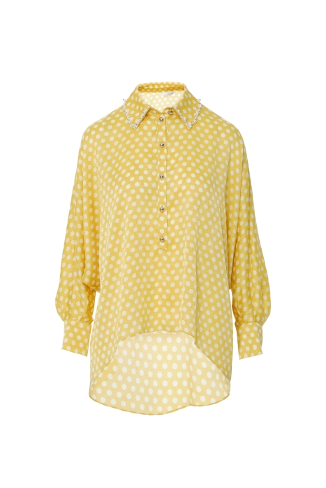 Gizia Embroidered Detailed Polka Dot Yellow Blouse. 4 Gizia Embroidered Detailed Polka Dot Yellow Blouse. 4