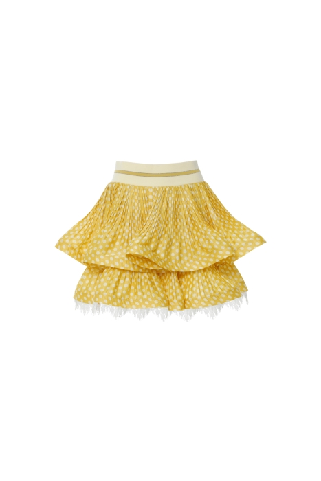 Gizia Yellow Skirt with Pleated Grainy Lace Detail. 5 Gizia Yellow Skirt with Pleated Grainy Lace Detail. 5